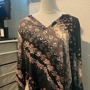 Maurices ladies multicolored brown floral top size large